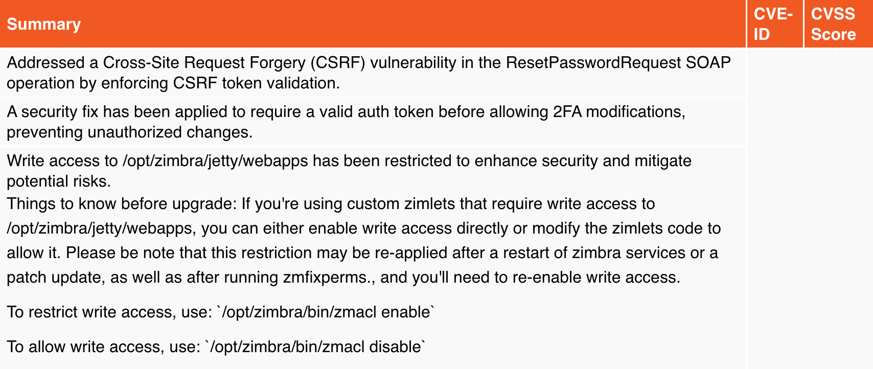 Usprawnienia bezpieczenstwa Zimbra 10.0.16